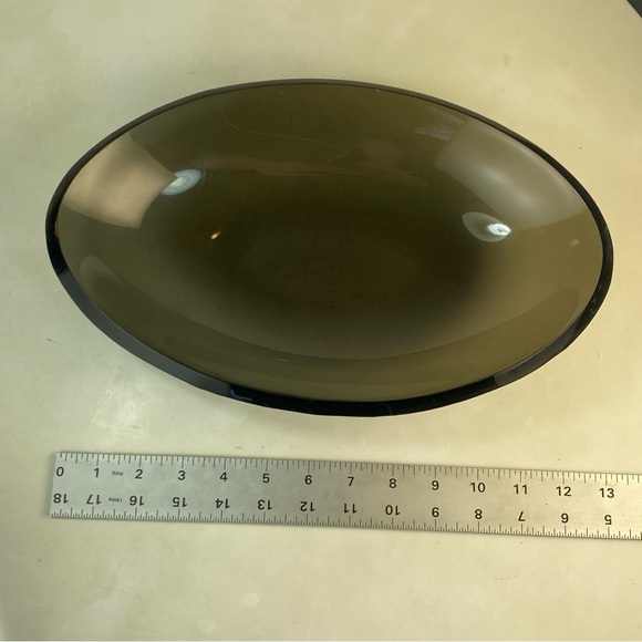 Vintage Thick Smoke Grey Gray Lucite Acrylic Plexiglass Bowl Dish Polished Edge - Picture 10 of 13